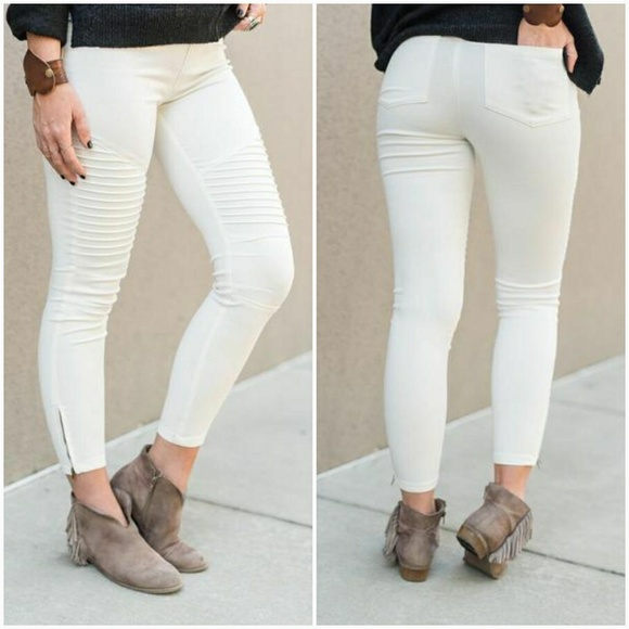 Black Stretchy Moto Pants - Picture 4 of 5